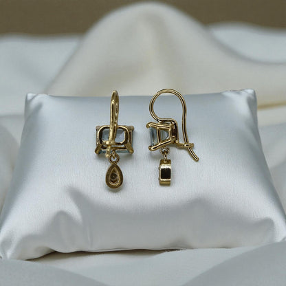 Colorado Mined Aquamarine Earrings in 14k Yellow Gold with Diamonds