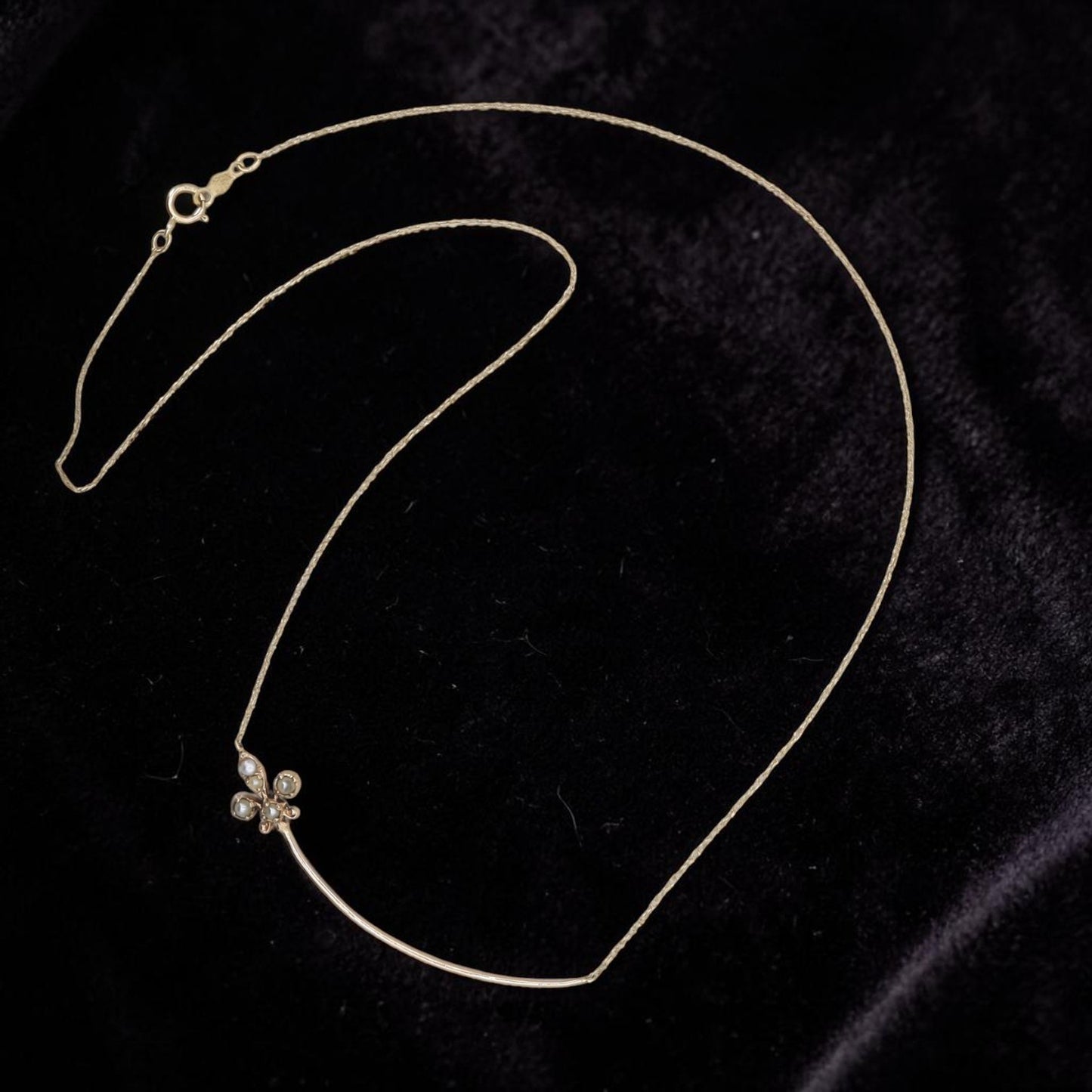 Victorian Fleur-de-Lys Pendant Necklace | Solid 10K Pink Gold & Pearl | Circa 1880 | Petra Star - Petra Star
