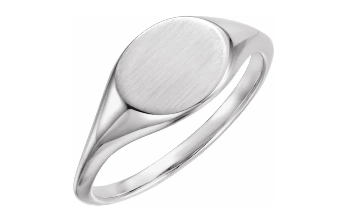 Silver Oval Signet Ring with Brush Finish