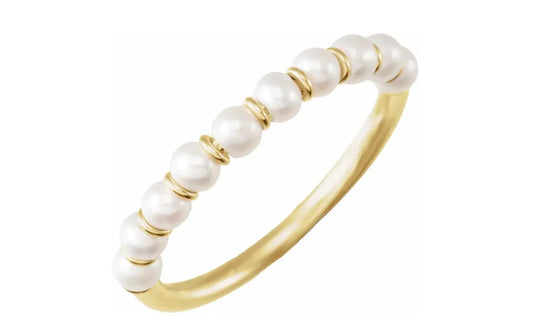 14k Freshwater Pearl Beaded Ring