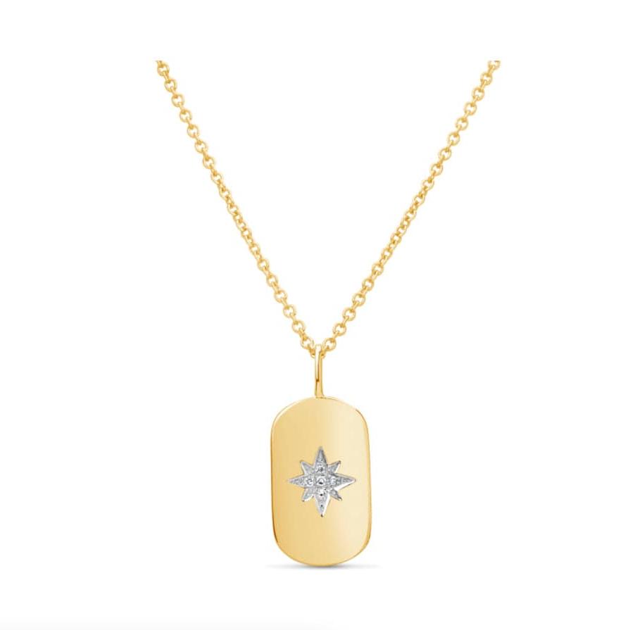 Diamond Star Tag Necklace in 14k Gold