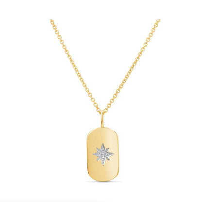 Diamond Star Tag Necklace in 14k Gold - Petra Star