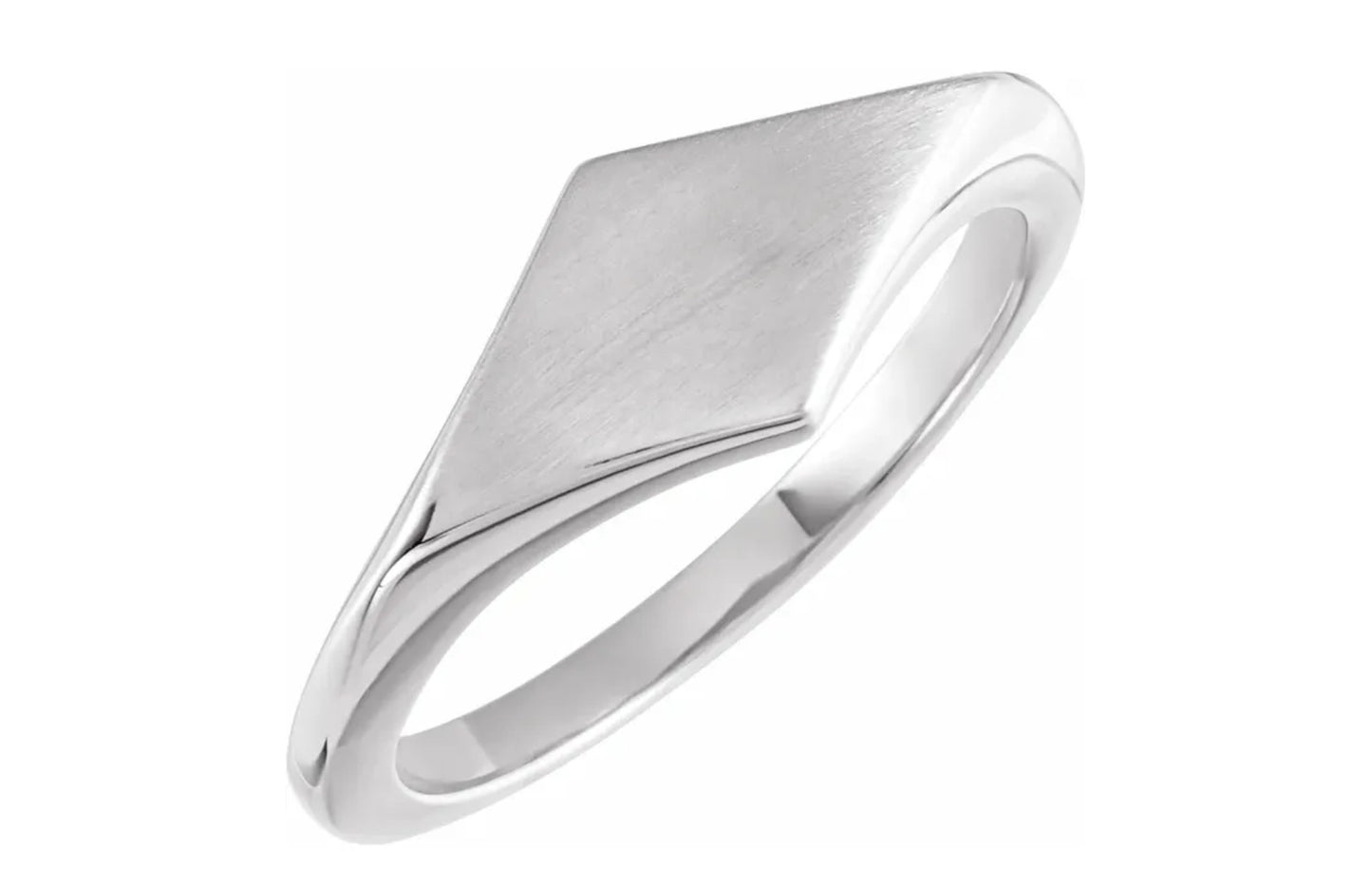 Silver Geometric Signet Ring with Brush Finish