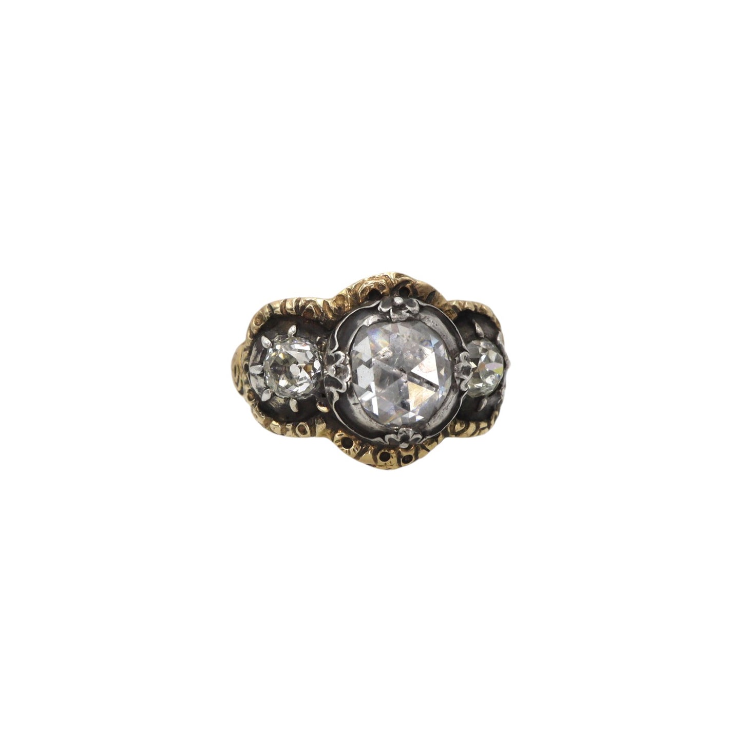 Georgian Rose Cut Diamond Ring with 2.82 cts of Diamonds