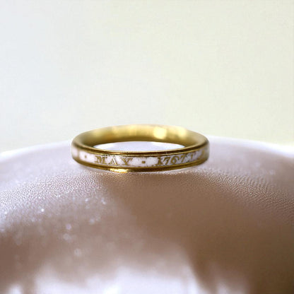 White-Enamel Georgian Memento Mori Mourning Ring - Petra Star