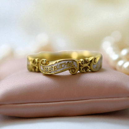 Extremely Rare Georgian (1741) White Enamel Memento Mori Mourning Rings - Petra Star