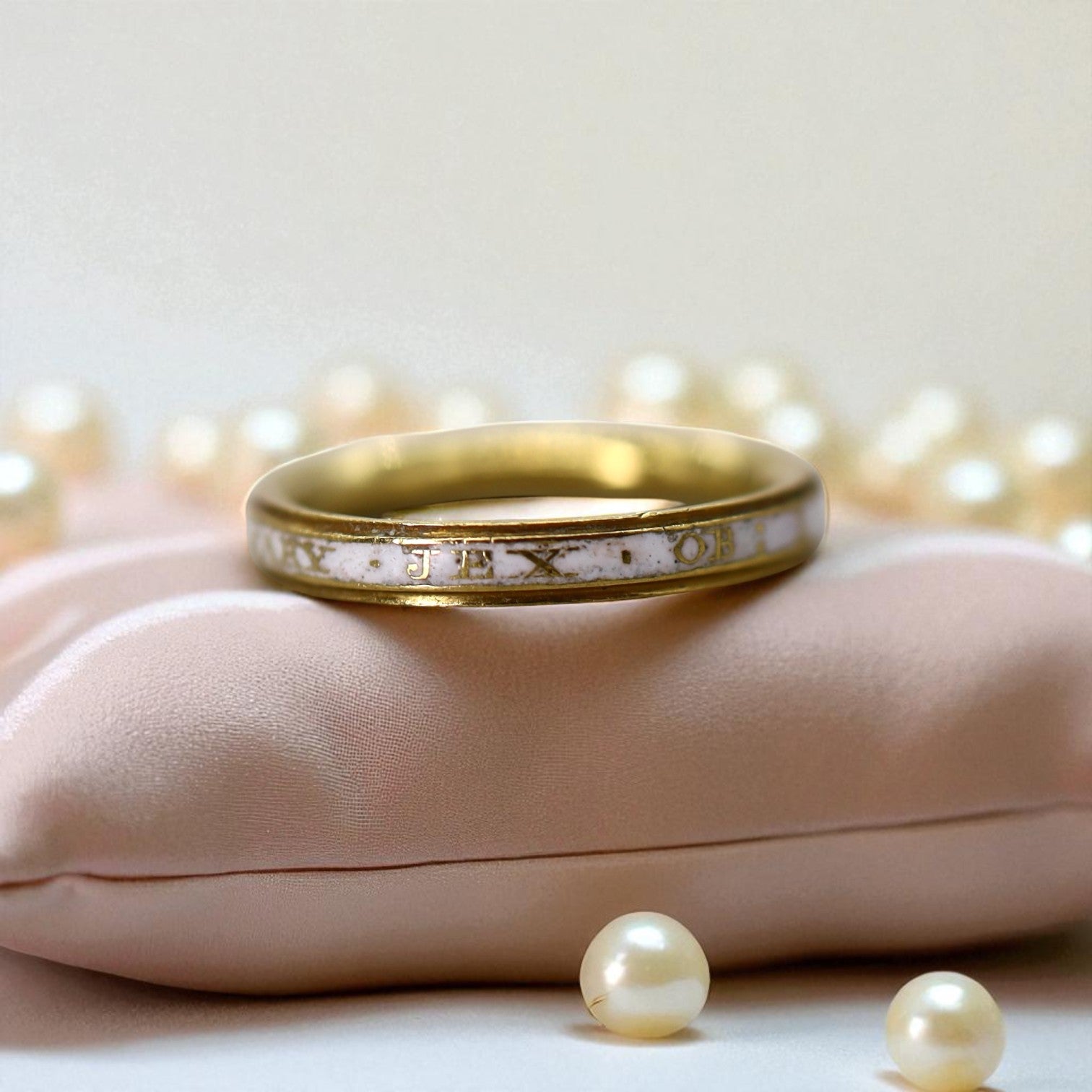 White-Enamel Georgian Memento Mori Mourning Ring - Petra Star