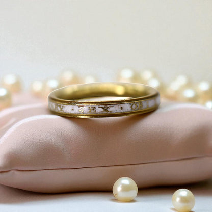 White-Enamel Georgian Memento Mori Mourning Ring - Petra Star