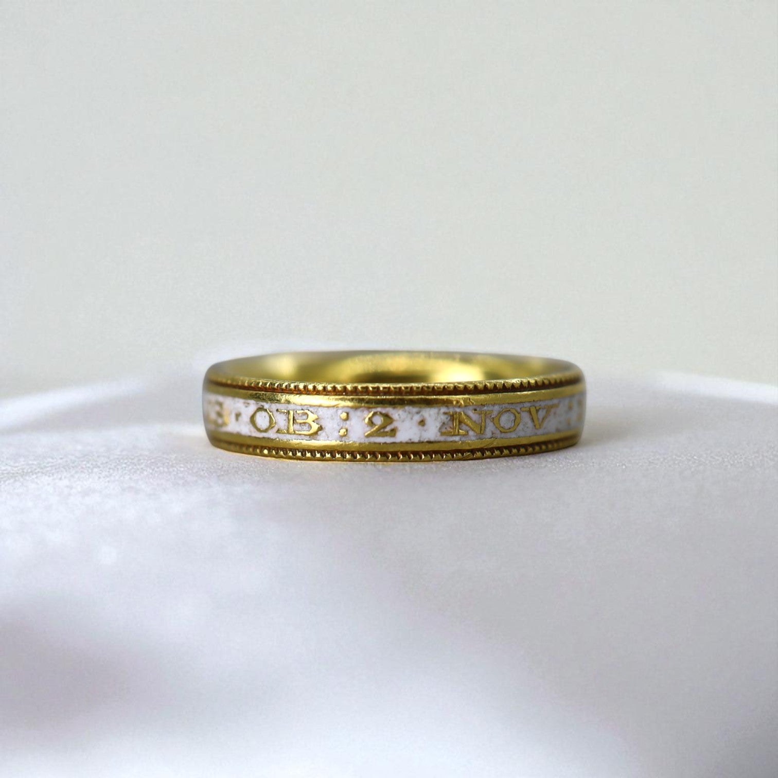 18k Gold & White-Enamel Georgian Memento Mori Mourning Ring - Petra Star