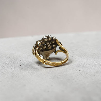 Georgian Gold & Silver Giardinetti Ring with Floral and Leaf Motifs - Petra Star
