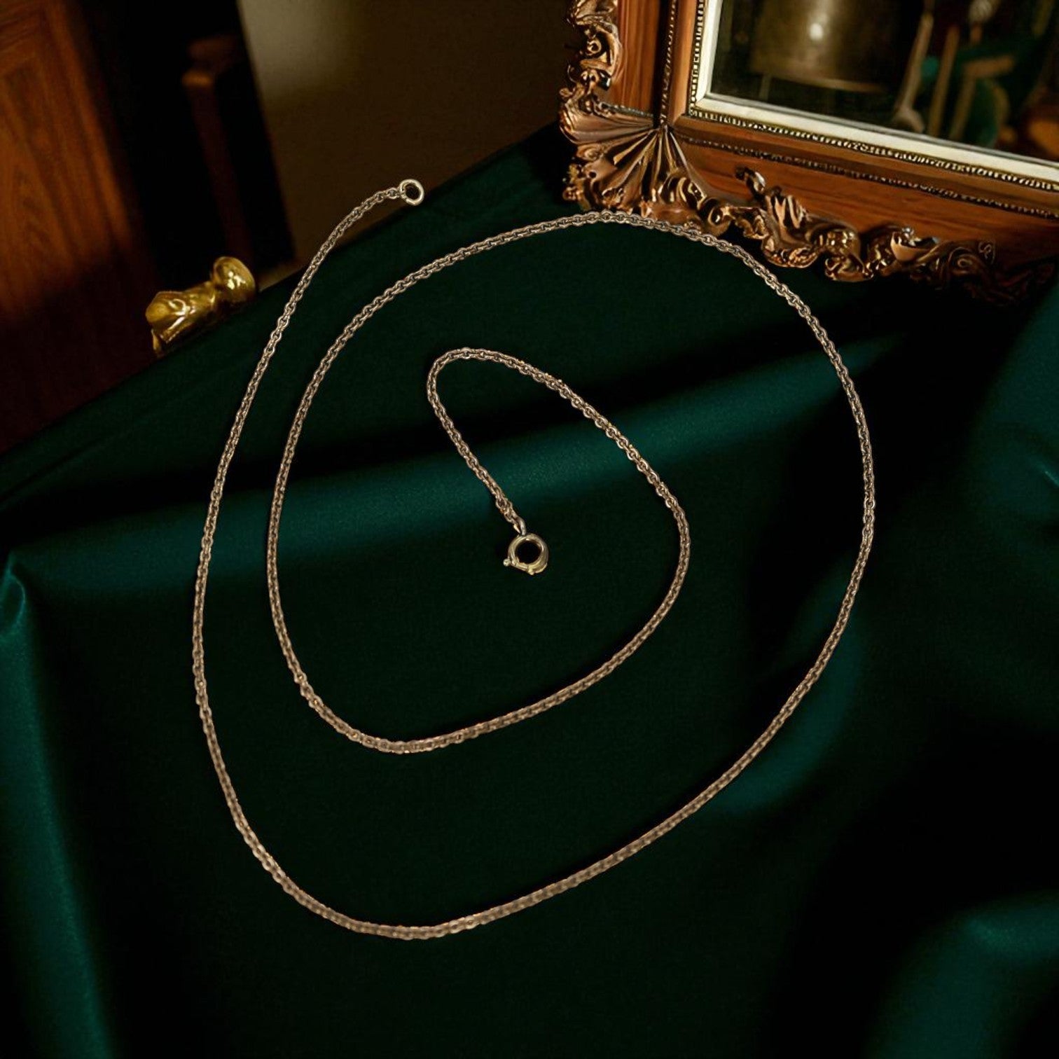 Vintage 28-inch gold-filled curblink chain with intricate links, showcasing a classic jewelry style from The Vintage Vault.