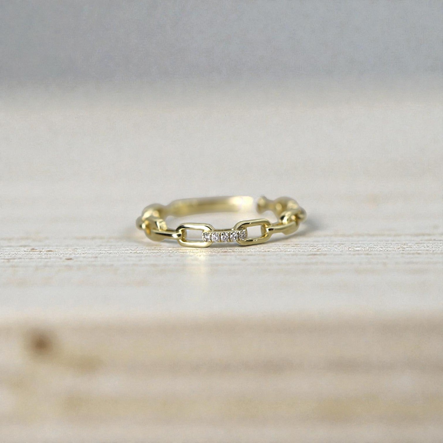 Diamond Link Band 14k Yellow Gold, 0.02ct - Petra Star