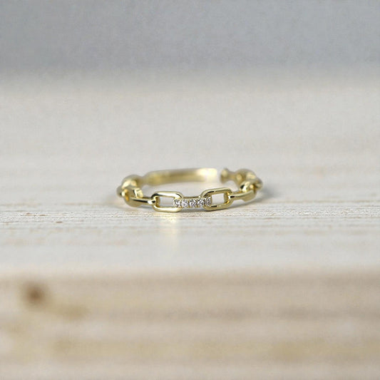 Diamond Link Band 14k Yellow Gold, 0.02ct