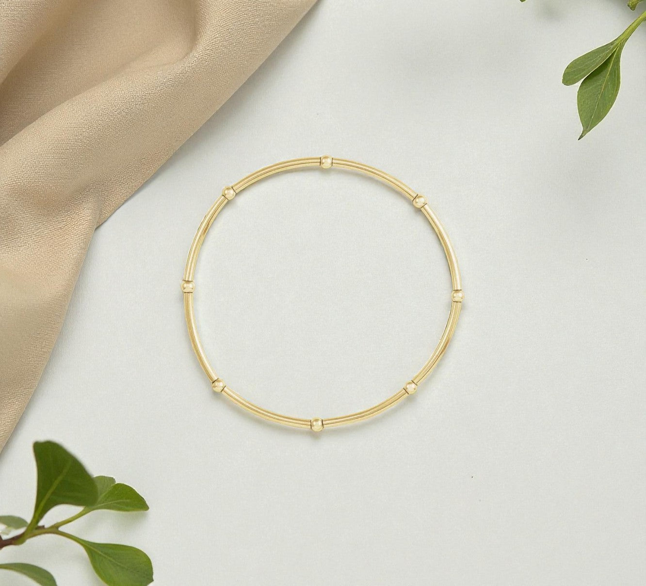 Gold-Filled Bead & Bar Elastic Bracelet