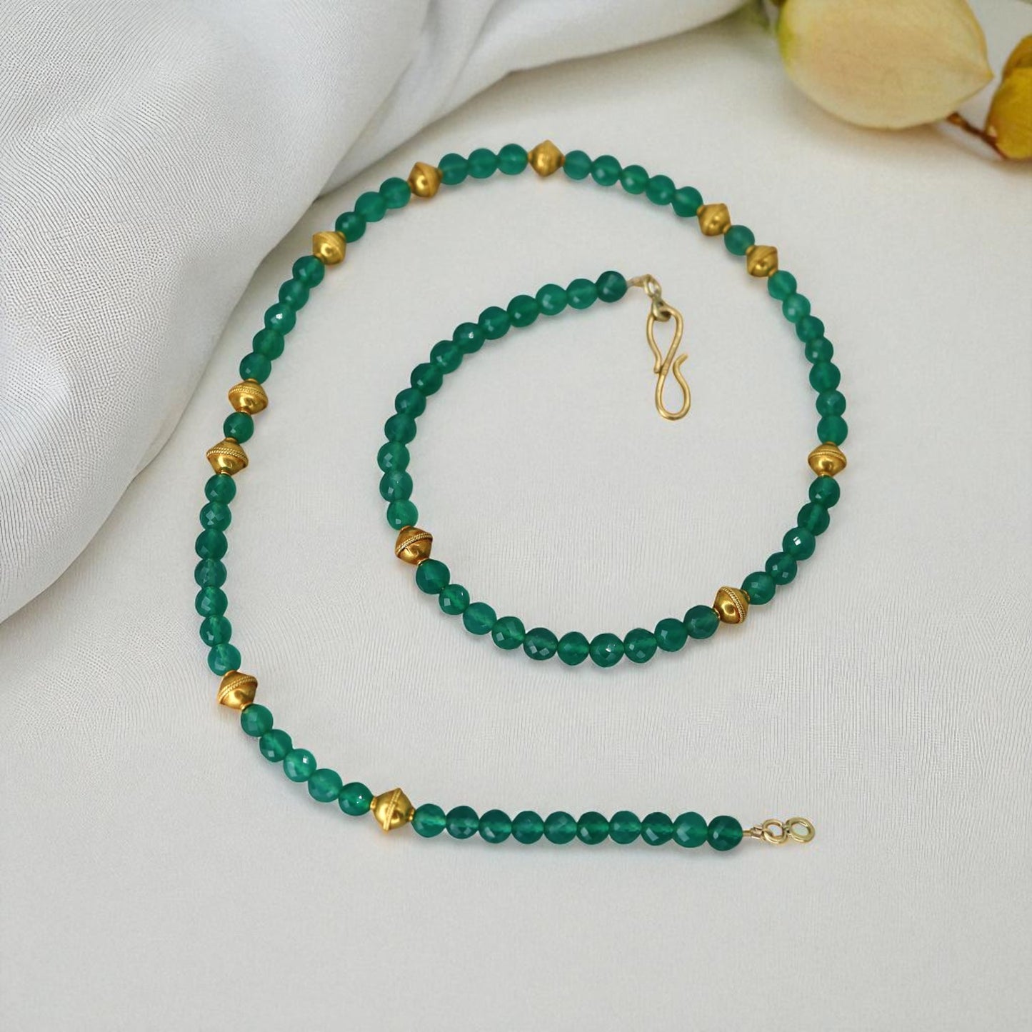 Chrysoprase + 18k Bead Necklace - Petra Star