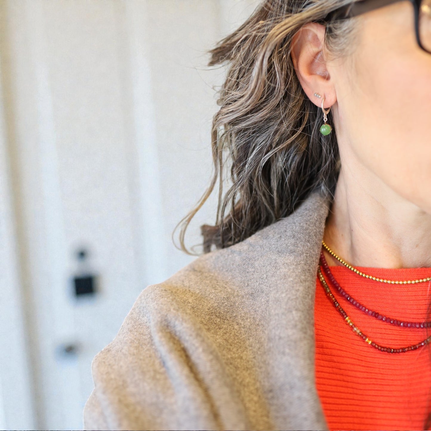 Art Deco Chrysoprase & Silver Drop Earrings