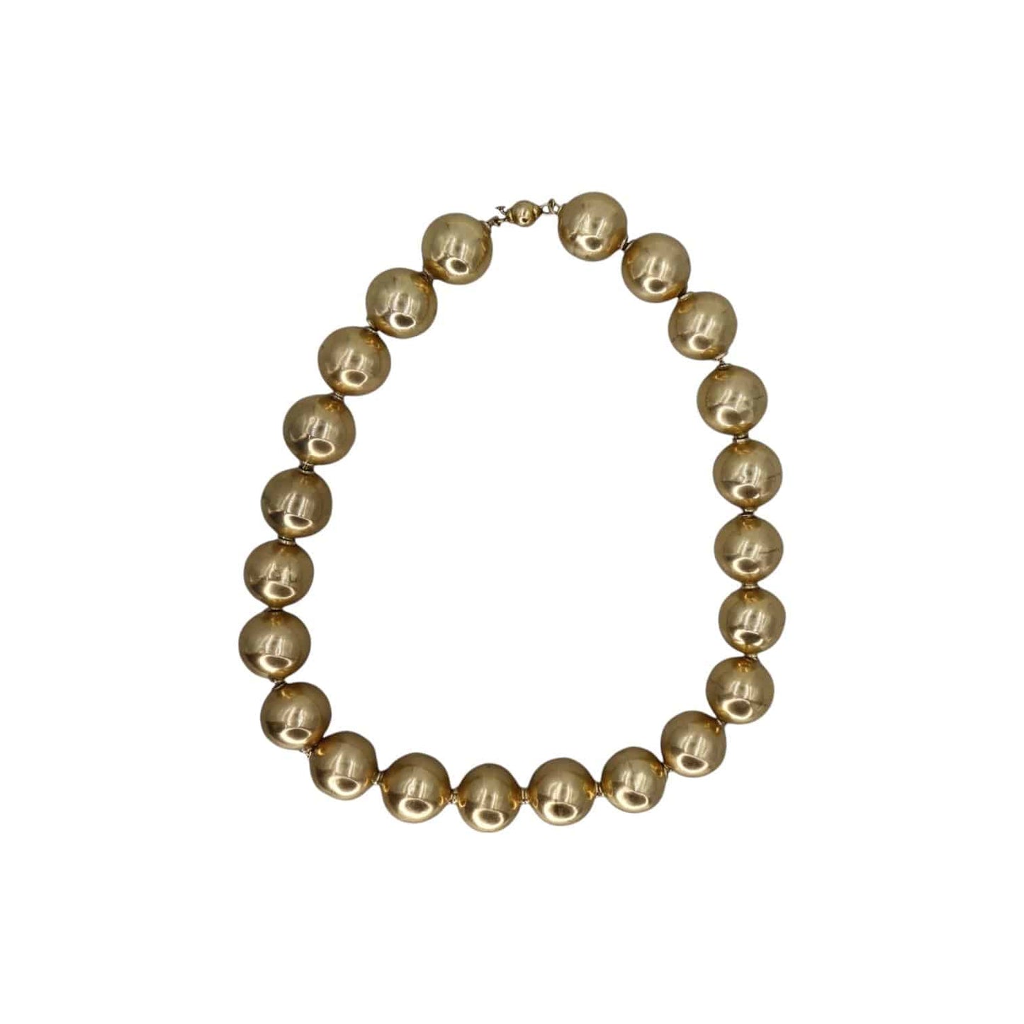 Antique Victorian 14k Yellow Gold Bead Necklace in 15.25" Length 16MM Beads - Petra Star