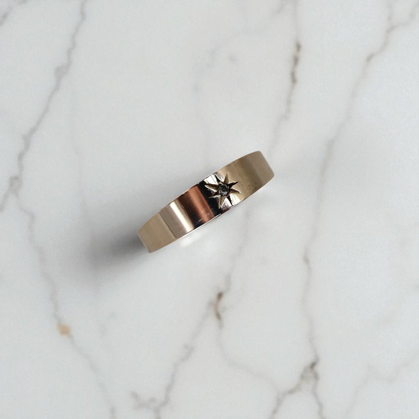 Victorian 10k Pink Gold Gypsy-Set Diamond Cigar Band – Antique Recycled Statement, c.1850 - Petra Star