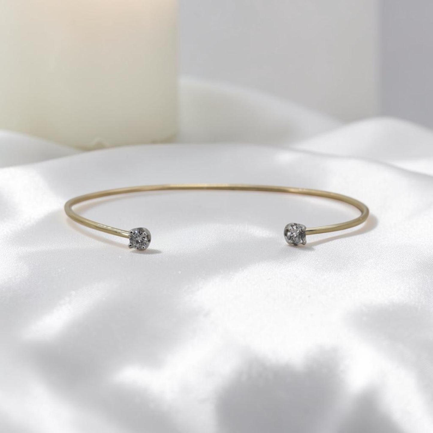 Petra Star Simple Cuff | Handforged Recycled 14k Gold & Reclaimed 1950s Diamond Bracelet - Petra Star