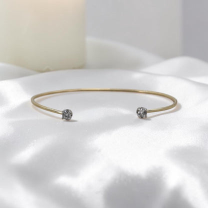 Petra Star Simple Cuff | Handforged Recycled 14k Gold & Reclaimed 1950s Diamond Bracelet - Petra Star
