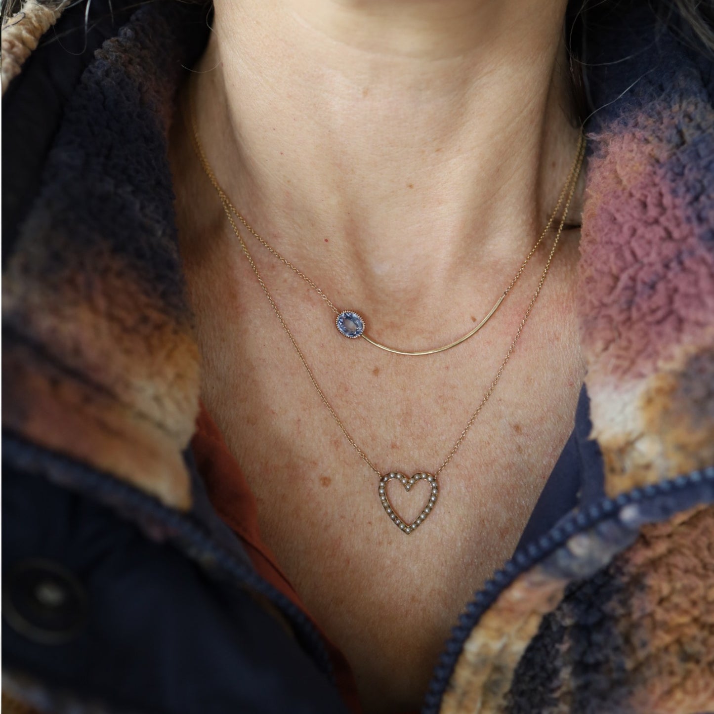 Victorian Pearl & Garnet Charm Holder Necklace – Converted 14k Gold Stickpin, Snowflake Design