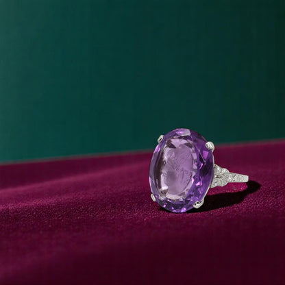 EdwardianPlatinum Intaglio Ring: Winged Hermes Amethyst - Petra Star
