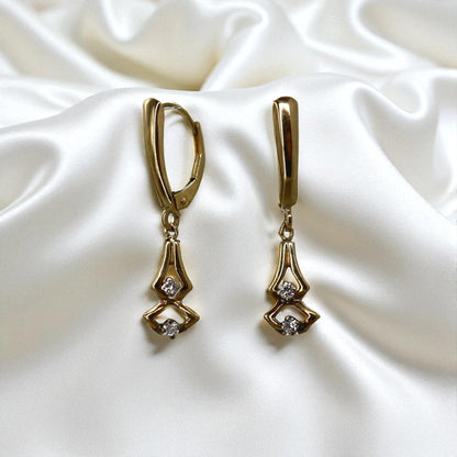 Upcycled Diamond Drop Earrings – 1990s Vintage Bracelet Conversion, 14k Yellow Gold - Petra Star