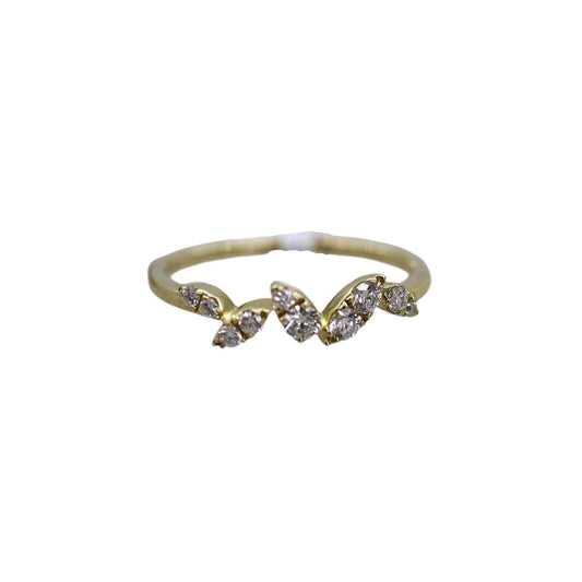 Diamond Leaf Ring in 14k Gold