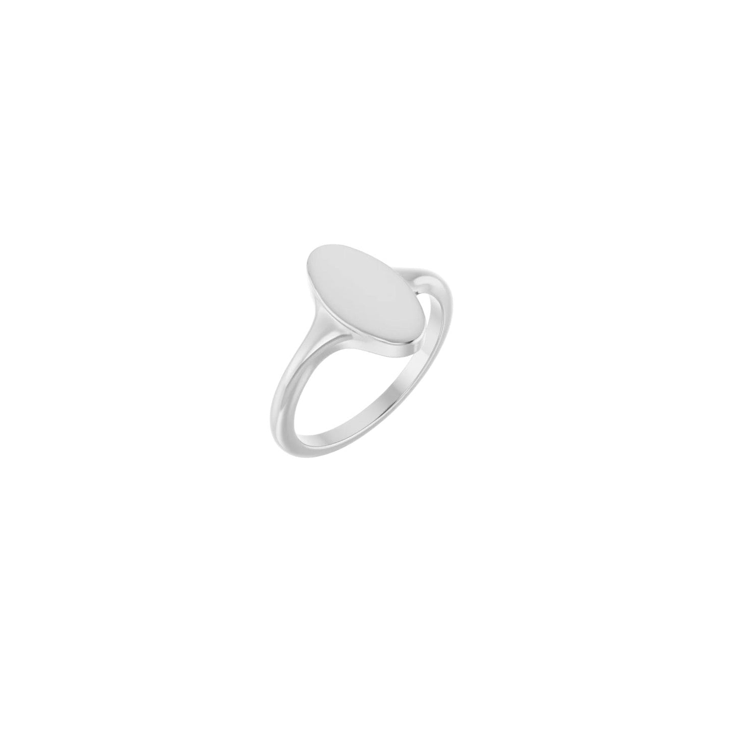 Silver Elongated Oval Signet Ring with Brush Finish