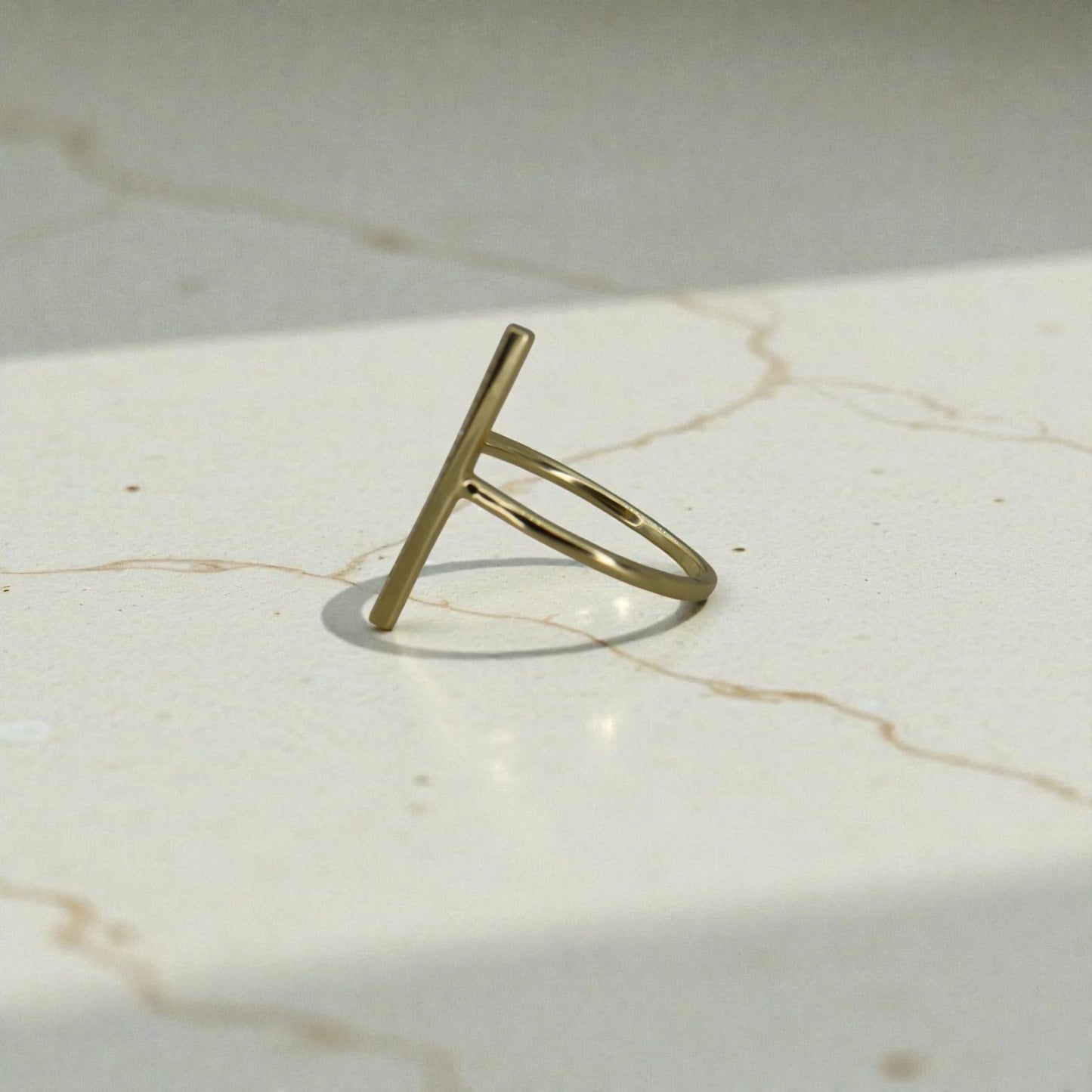 18k Gold Open Space Line Diamond Ring