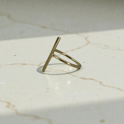 18k Gold Open Space Line Diamond Ring