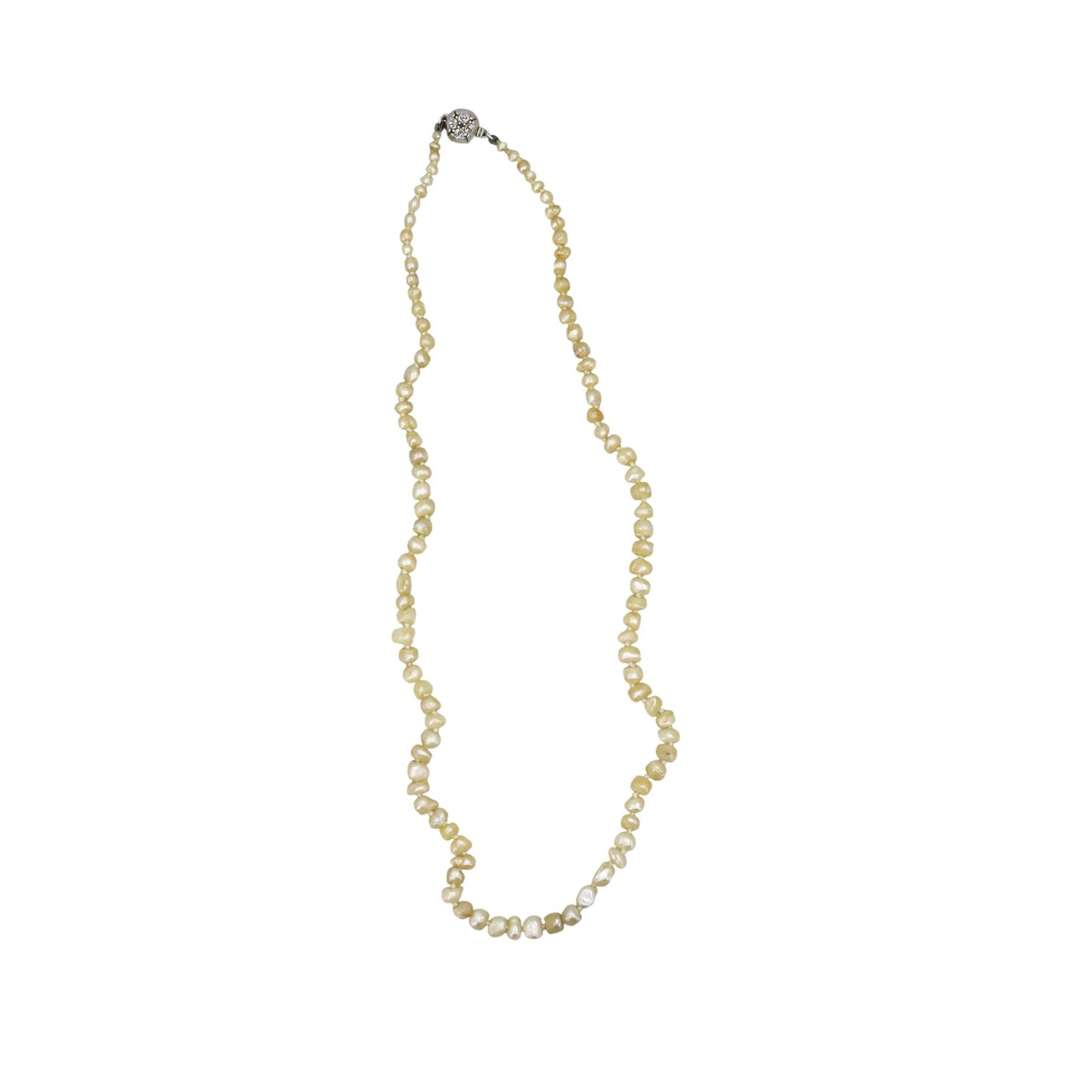 Antique Pearl Necklace with Diamond Clasp