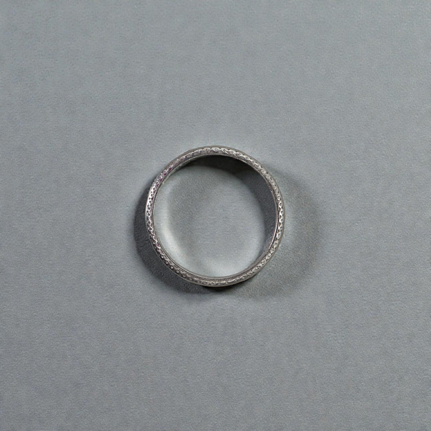 Art Deco platinum band engraved with date 11.28.23, size 6, vintage style, crafted by The Vintage Vault.