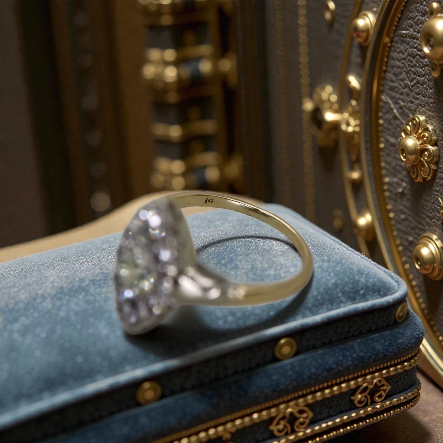 Art Deco Diamond Ring in 14k White Gold 1.40 cts Total Weight