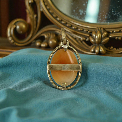 Victorian Shell Cameo Earrings, Ring & Pendant in 18k Yellow Gold