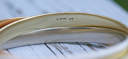 CARTIER 14K Tri-Color Gold Trinity Rolling Bangle Bracelet 7 mm Wide Each Bangle