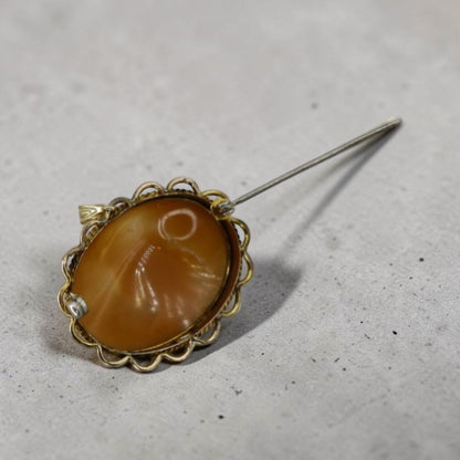 Victorian Gold Filled Shell Cameo Brooch Pendant with Nautical Scene - Petra Star