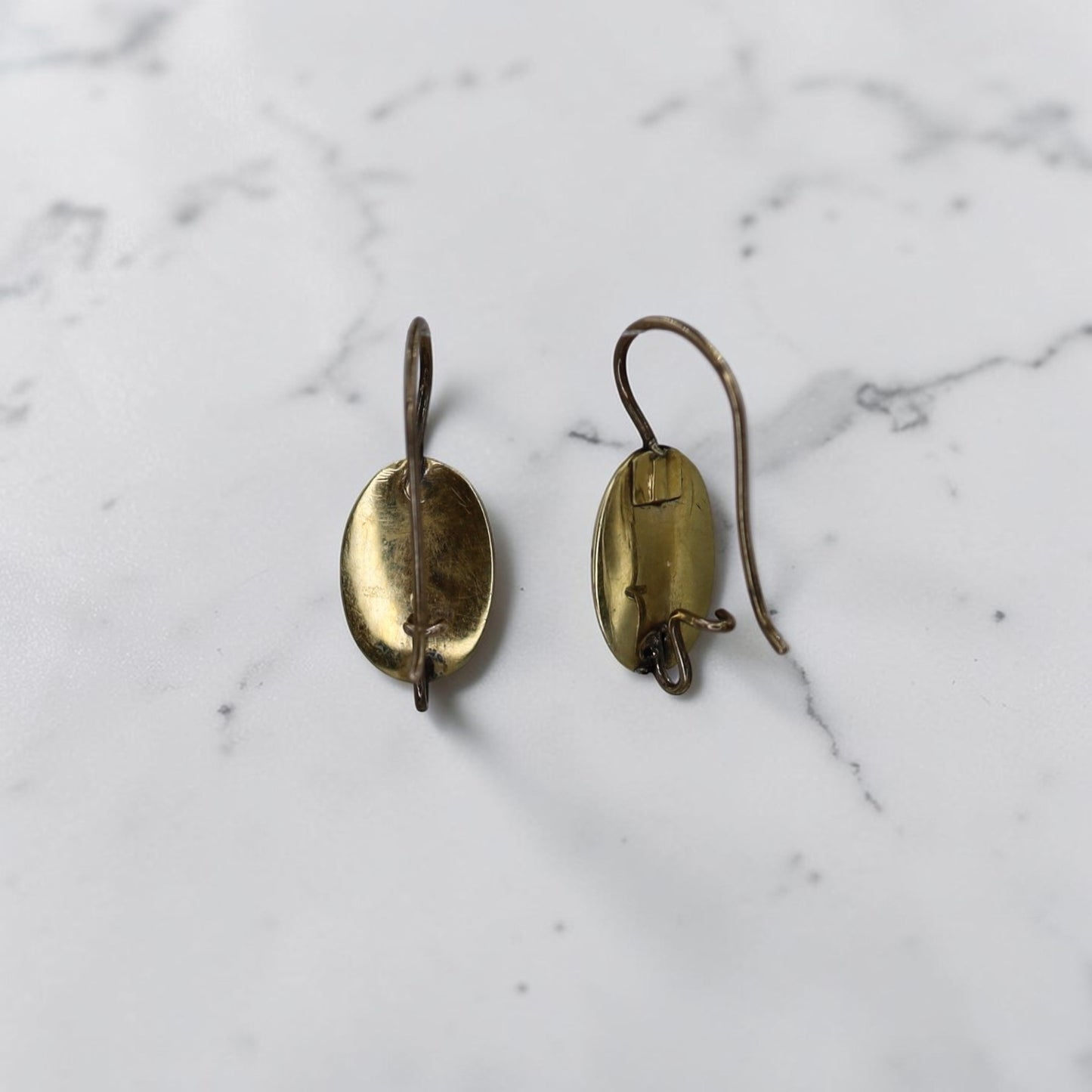 Victorian Greek Key Earrings 14k Yellow Gold with Gold Filled Ear Wires- Circa 1830s - Petra Star