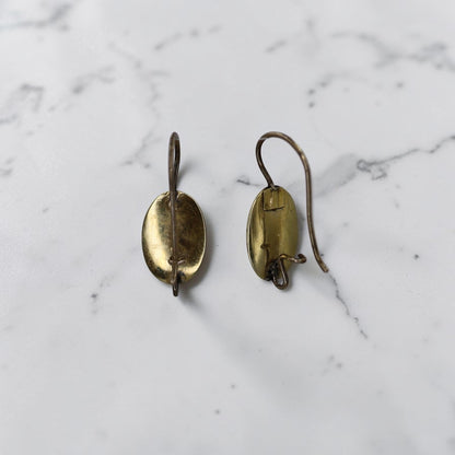 Victorian Greek Key Earrings 14k Yellow Gold with Gold Filled Ear Wires- Circa 1830s - Petra Star