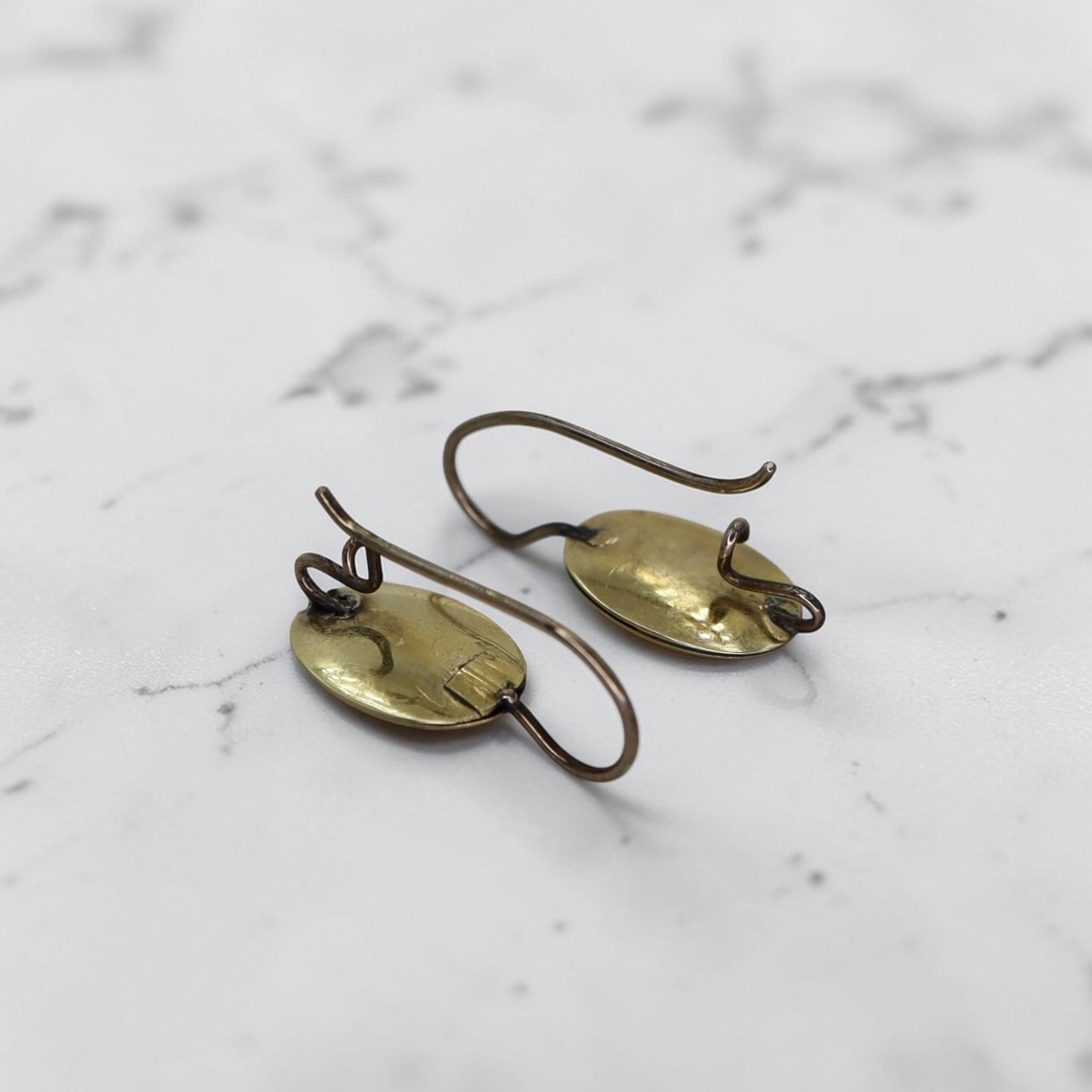 Victorian Greek Key Earrings 14k Yellow Gold with Gold Filled Ear Wires- Circa 1830s - Petra Star