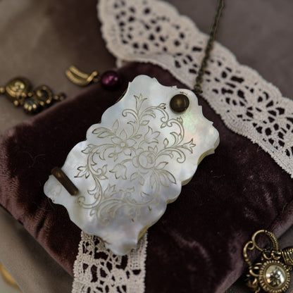 Victorian Mother of Pearl Notepad with Brass Chain - Petra Star