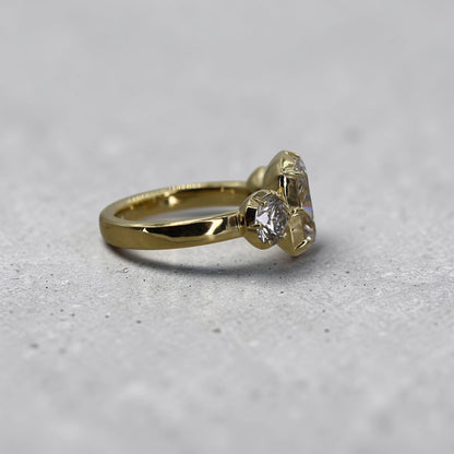 Georgian Inspired Three Stone Collet Setting in 18k Yellow Gold 4.24 cts of Diamonds - Petra Star