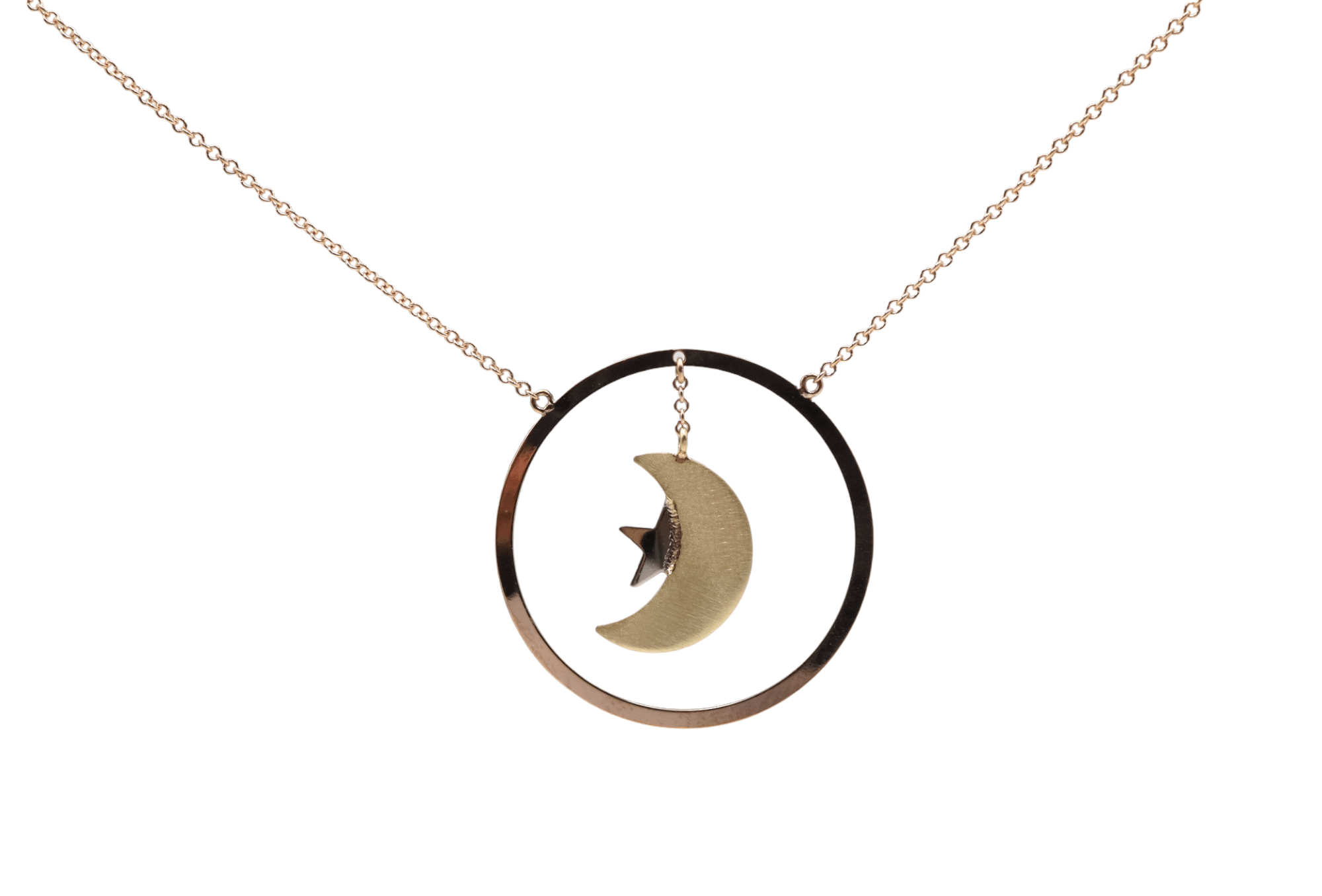 Crescent Moon and Star Necklace - Petra Star