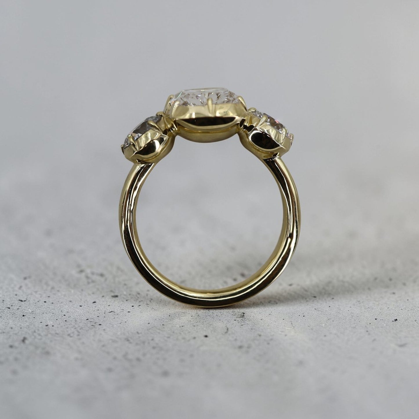 Georgian Inspired Three Stone Collet Setting in 18k Yellow Gold 4.24 cts of Diamonds - Petra Star