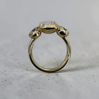 Georgian Inspired Three Stone Collet Setting in 18k Yellow Gold 4.24 cts of Diamonds - Petra Star
