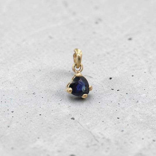 Custom Heart Shape Sapphire Pendant | Repurposed 14k Yellow Gold | Sentimental Jewelry Conversion - Petra Star