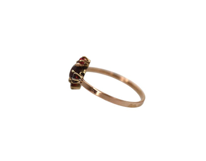 Victorian Bohemian Garnet 14K Rose Gold Ring - Petra Star