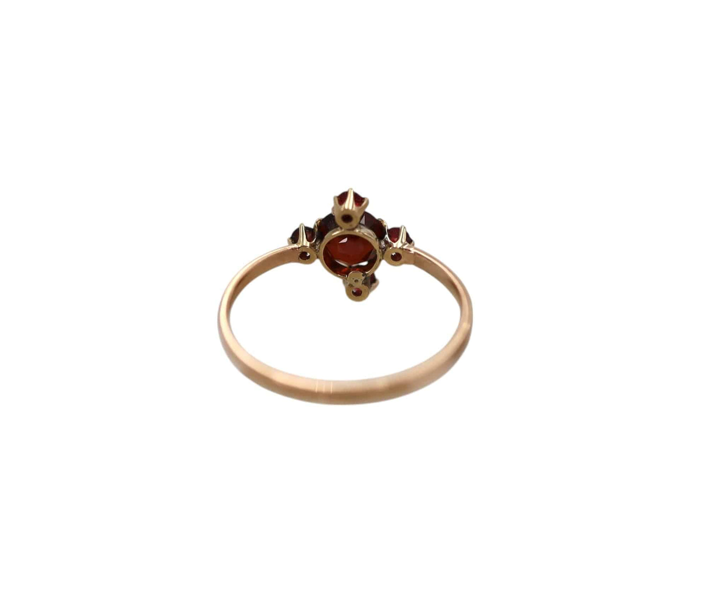 Victorian Bohemian Garnet 14K Rose Gold Ring - Petra Star