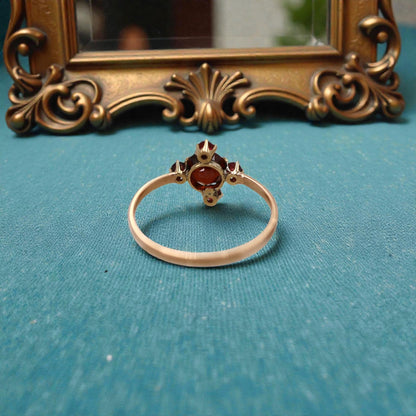 14K Rose Gold Victorian Bohemian Garnet Ring