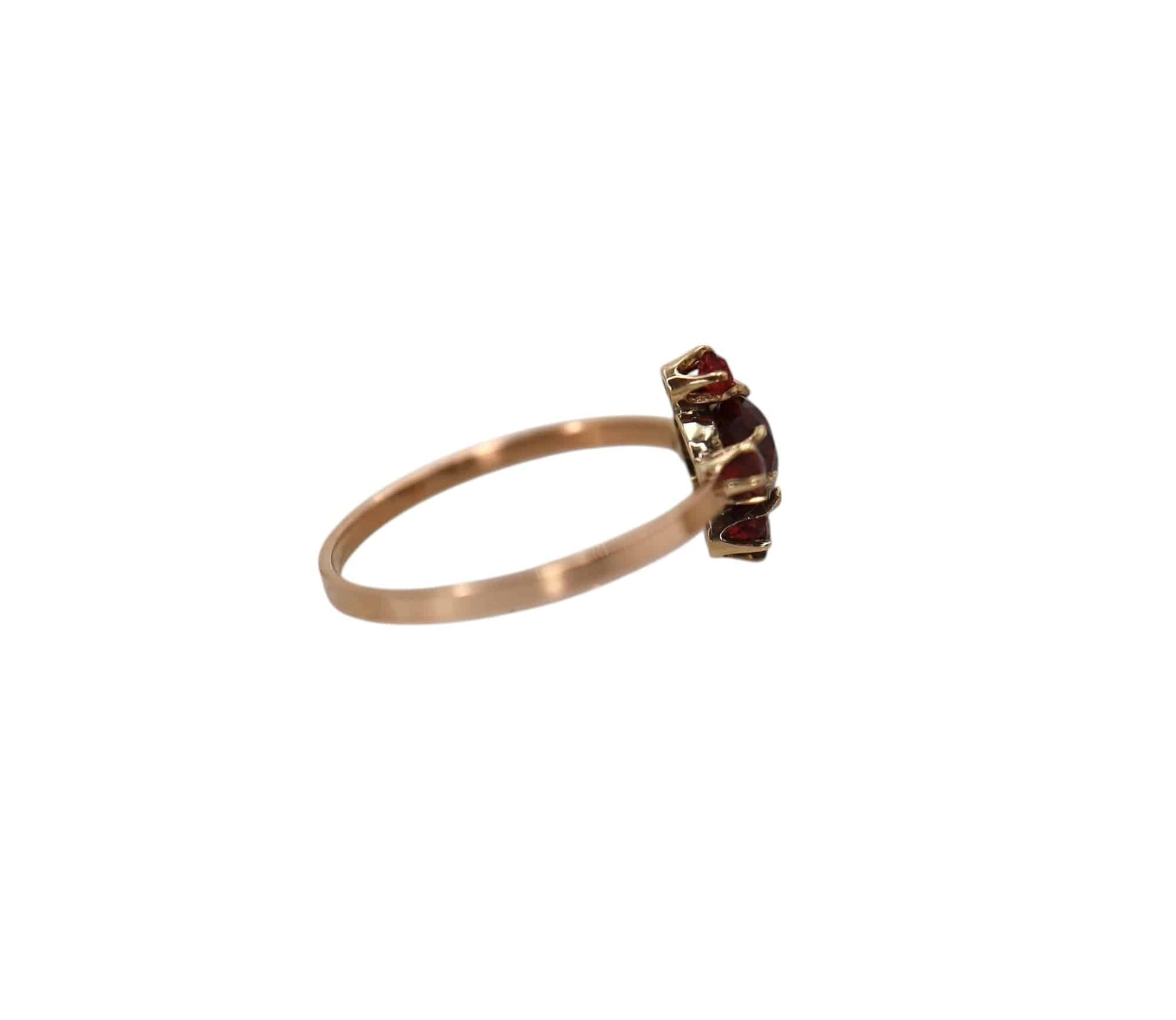 Victorian Bohemian Garnet 14K Rose Gold Ring - Petra Star